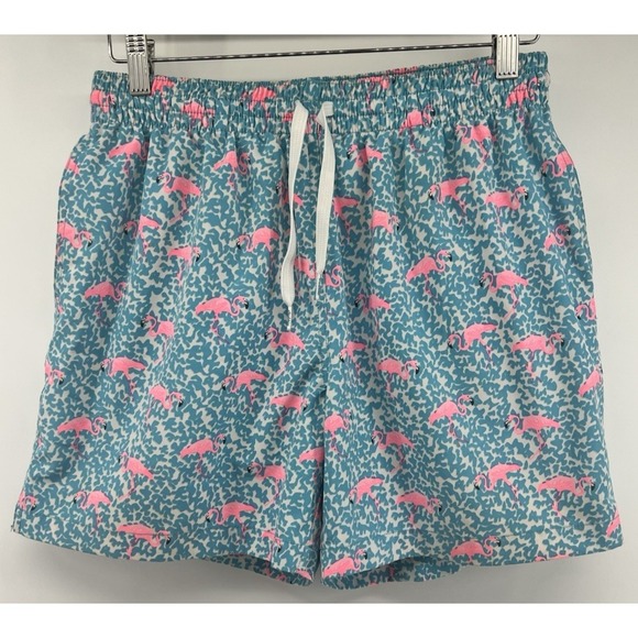 chubbies Other - Chubbies Swim Trunks Mens Large 5.5 Lined Pink Flamingos Bright Blue AOP
